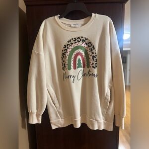 Zenana Cream Merry Christmas Sweatshirt